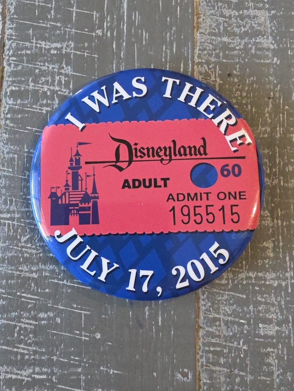 Commemorative Disneyland 60th Anniversary Button Pin "I Was There" Disney